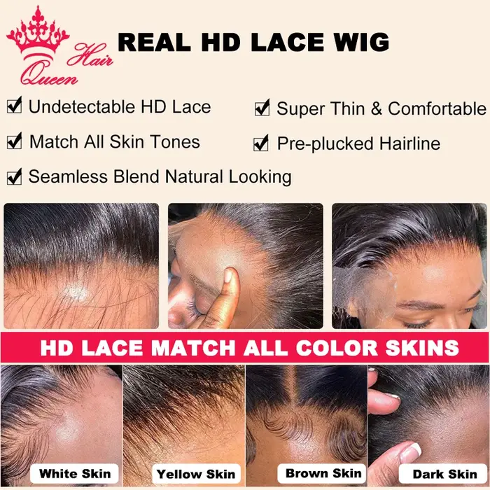 Real Invisible HD Lace Front Wig Pre Plucked 13x6 13x4 6x6 5x5 True HD Lace Frontal Wig Virgin Raw H