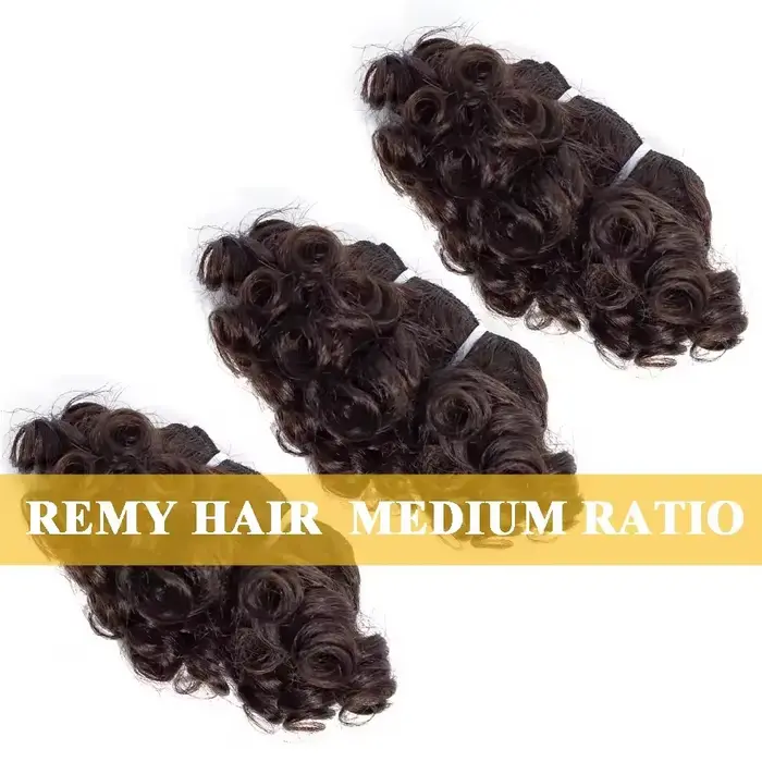 Bundles de tissage de cheveux bouclés rebondissants, cheveux brésiliens courts, document naturel, 100% cheveux humains, extensions de cheveux Remy, 3 pièces, 9A
