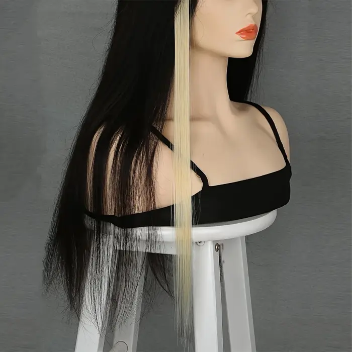 Extensions capillaires synthétiques longues et lisses à clips, 5 pièces/ensemble, pour femmes, Hallo