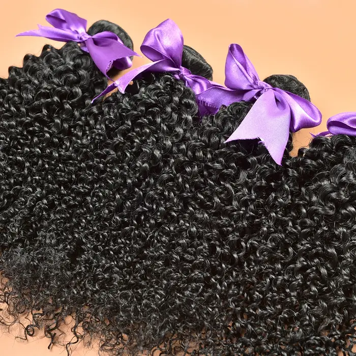 8-30 "Mongolien 100% Vierge Brut Afro Crépus Bouclés Cheveux Humains Bundles Deal Tissage 3/4 Bundle Offres Extension