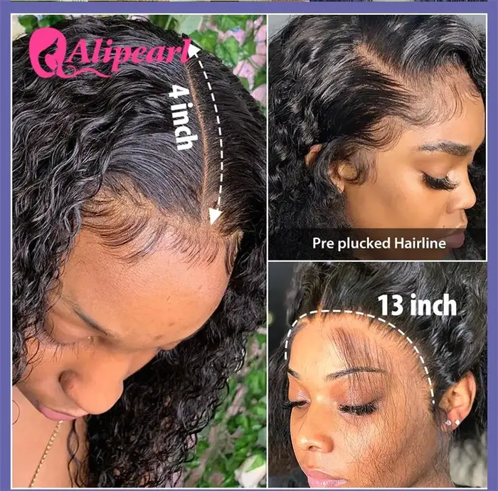 Perruque Lace Front Wig Deep Wave brésilienne naturelle-ALIPEARL