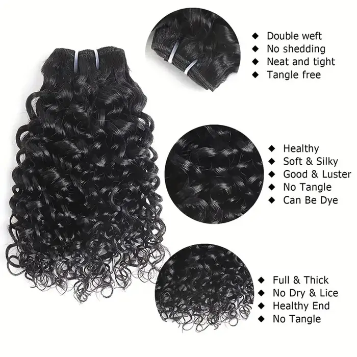 Mèches Naturelles Remy Courtes Crépues et Bouclées avec Closure