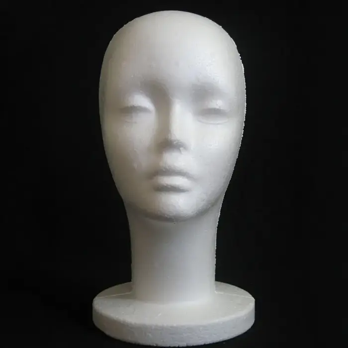 Tête de Mannequin Femme en Polystyrène pour Présentation de Perruques, Cheveux et Lunettes