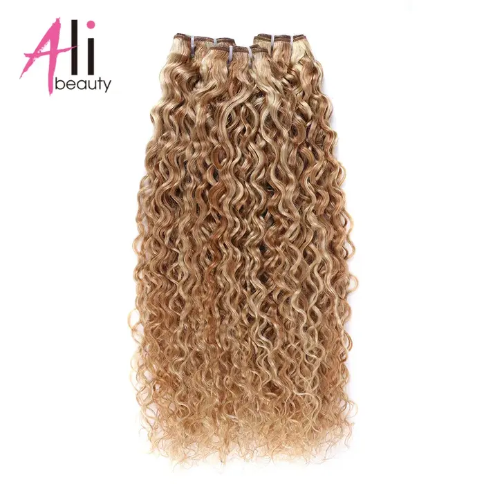 Ali-beauté # P27/613 paquets de vague d'eau Extensions de cheveux humains Remy trame