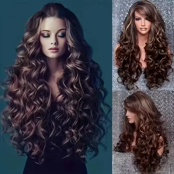 Perruques de cheveux longs ondulés pour femmes