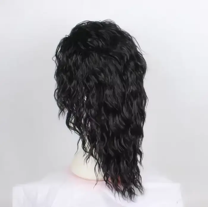 Michael Jackson Cosplay perruque ou lunettes MJ longue noir bouclés synthétique