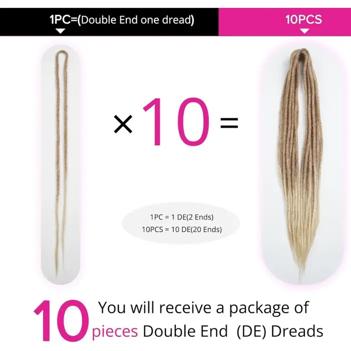 Extensions de dreadlock synthétiques à Double extrémité à 10 brins pour femmes
