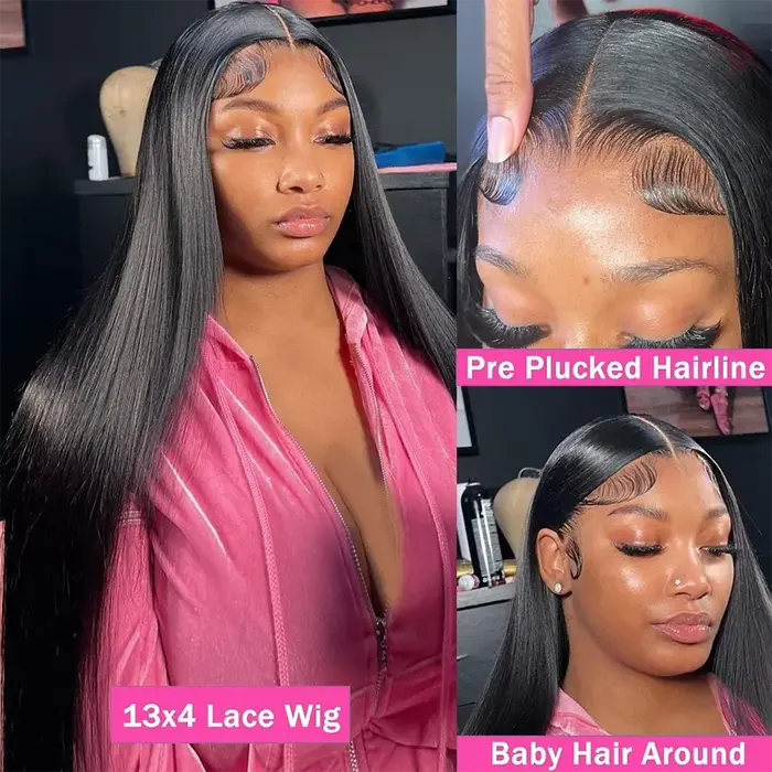 Perruque Lace Front Wig lisse brésilienne naturelle-Sophia, cheveux Remy, 13x6 HD, densité 200, 38 p