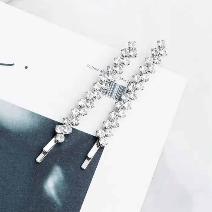 Pinces à cheveux en métal strass brillant pour femmes