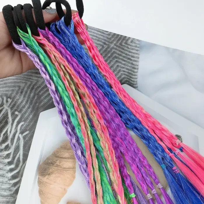 6 pièces multicolore Style bohème doux cheveux perruque tresse bricolage queue de cheval tresses