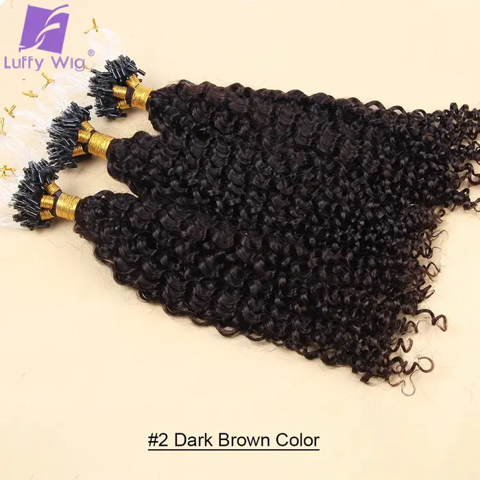 Extensions de Cheveux Humains Bouclés Microlink pour Femme Noire