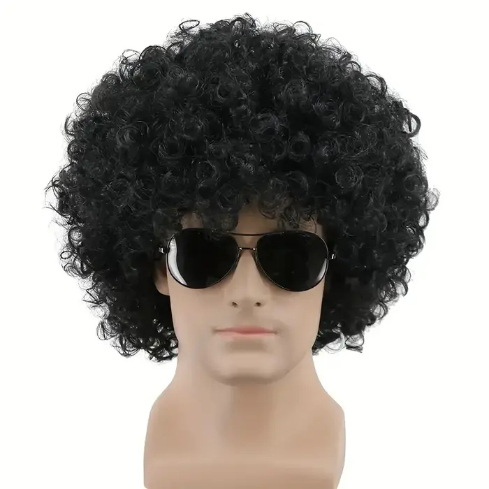 Perruque courte bouclée noire de style africain