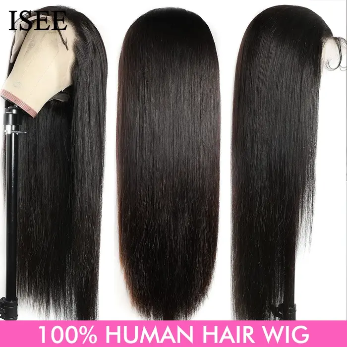 Straight 13X6 Lace Frontal Wig180% Density Malaysian Straight Lace Front Human Hair Wigs For Women I