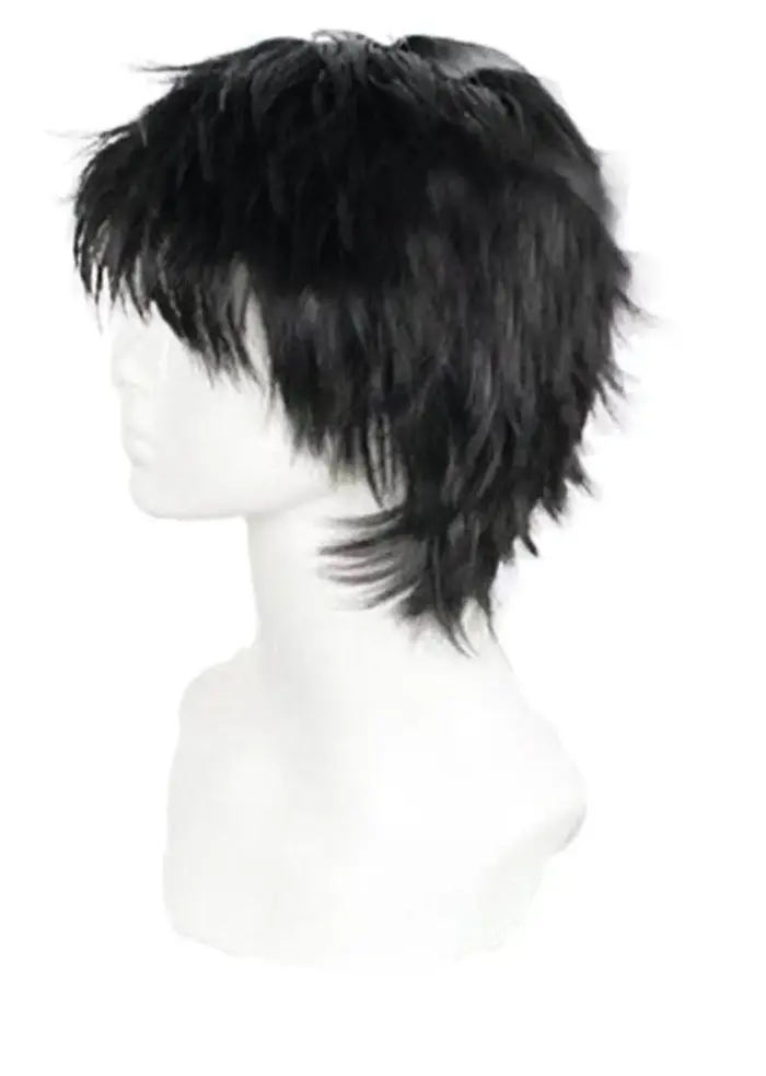 Perruque synthétique courte bouclée noire pour hommes, 11.81 pouces, multifonction, couches moelleus