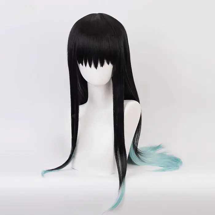 Perruque de Cosplay synthétique Anime Tokitou Muichirou, perruque Muichiro Tokito résistante à la ch