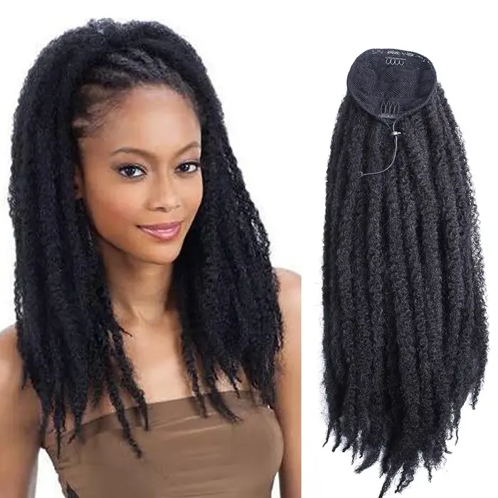 Extensions capillaires synthétiques longues bouclées 18 pouces, tresses Marley, queue de cheval, pos