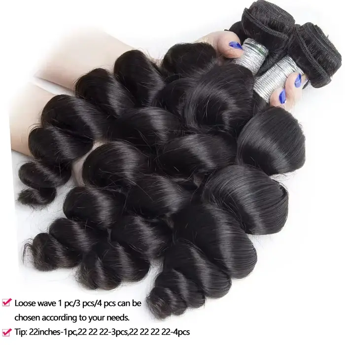 Extensions de cheveux humains brésiliens vierges non traités, ondulés lâches, 30, 32, 40 pouces, 1,