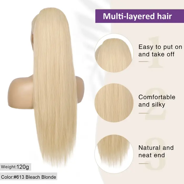 Extension queue de cheval cheveux humains 100G # 613 Blonde Remy