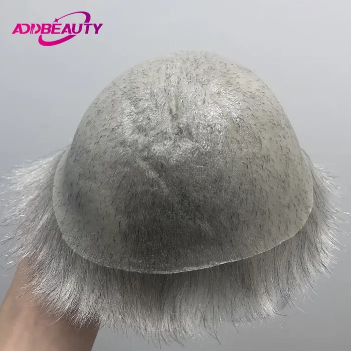 Nouveaux hommes toupet avec noeuds pleine PU 0.12-0.14 cm perruque de cheveux humains indien système