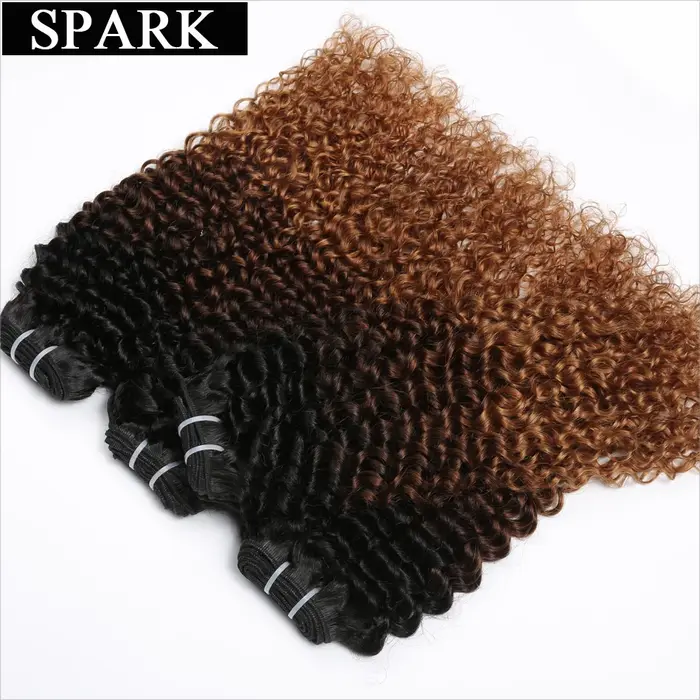 Extensions de cheveux humains Spark Afro Kinky Curly Ombré 100% Remy, mèches brésiliennes, lots de 1