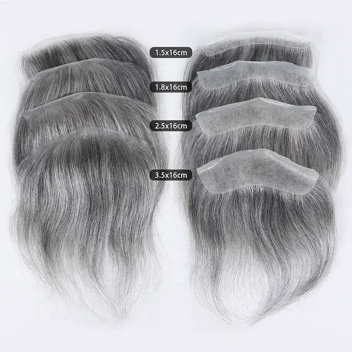Toupet de ligne de cheveux frontale grise pour hommes