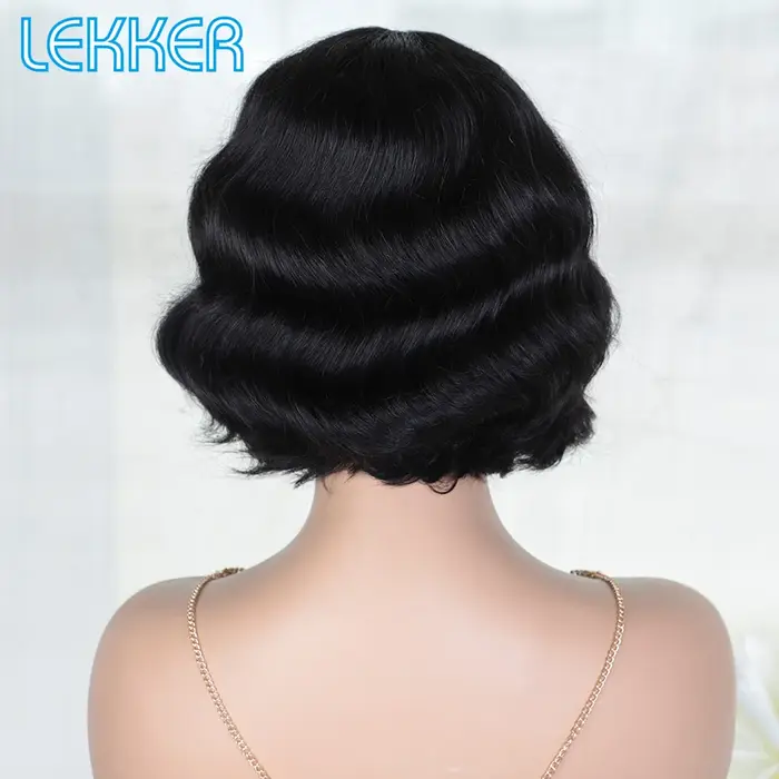 Lekker court profond ondulé Bob 100% perruque de cheveux humains avec frange pour les femmes brésilien Remy