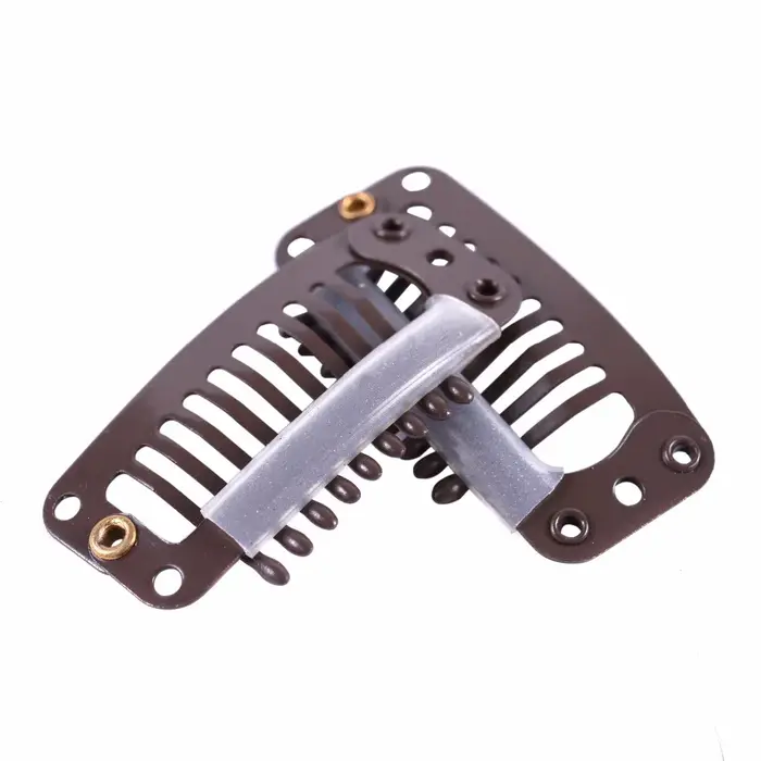 Clips en métal avec dos en silicone pour extensions de cheveux humains, pinces à 9 dents, pinces à p