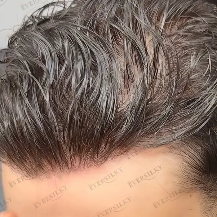 80 densité indétectable 1B65 gris hommes toupet 100% indien cheveux humains hommes perruques Super m