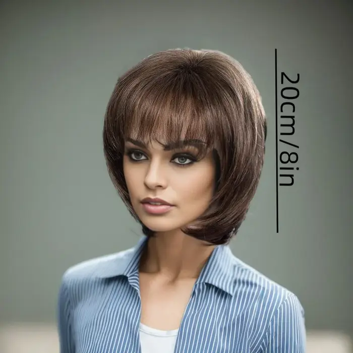 Perruque Coupe Pixie Courte avec Frange pour Femme