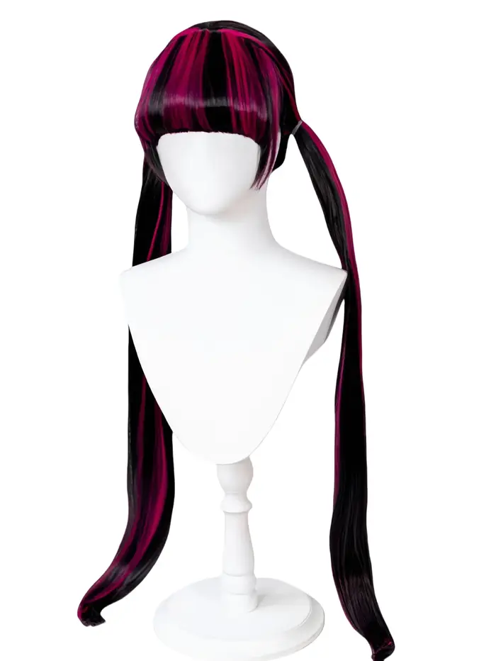 REEWES 40 pouces de Long noir rose droite cheveux synthétiques monstre haute Draculaura perruque avec Bang pour adolescent Cosplay déguisement d'halloween