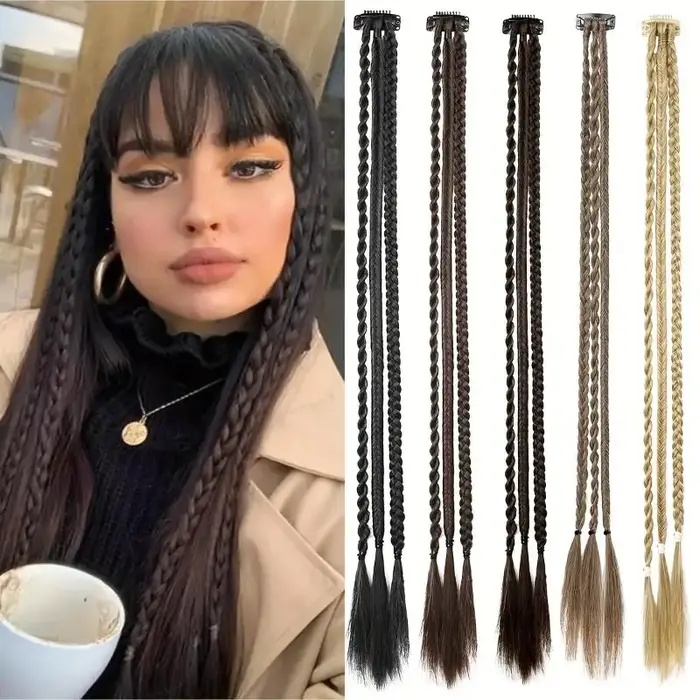 1 Paire de Tresses Synthétiques avec Clip