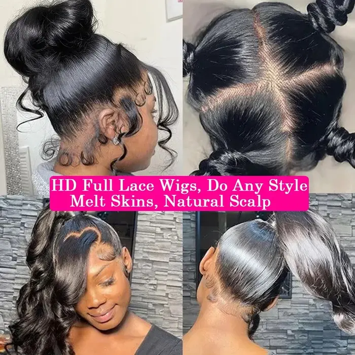 Perruque Lace Front HD Transparente Densité 200% Cheveux Humains Raides Brésiliens Pré-Pluckée Pour 