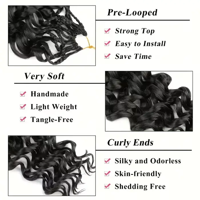 Extensions de cheveux humains au crochet, sans nœuds, pré-séparées, sans perte, invisibles, pour tre