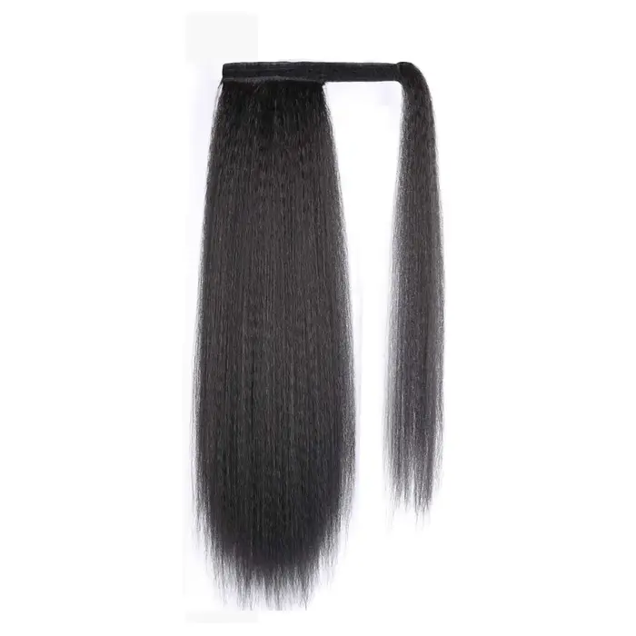 Extension de queue de cheval synthétique longue et crépue pour femmes noires, cheveux Yaki enveloppa