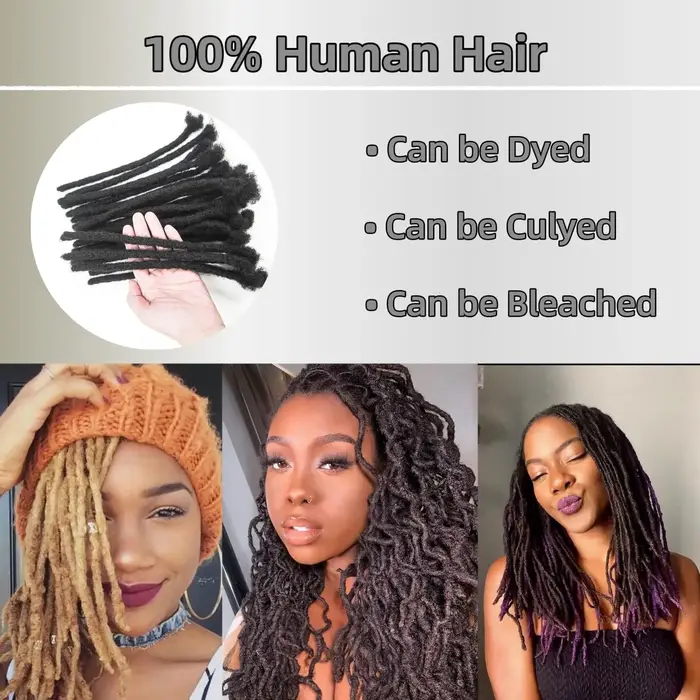 Extension Loc cheveux humains Locs 0.2 Cm d'épaisseur 14 pouces 30 brins