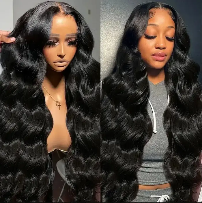 Perruque Lace Frontal Wig synthétique Loose Wave noire