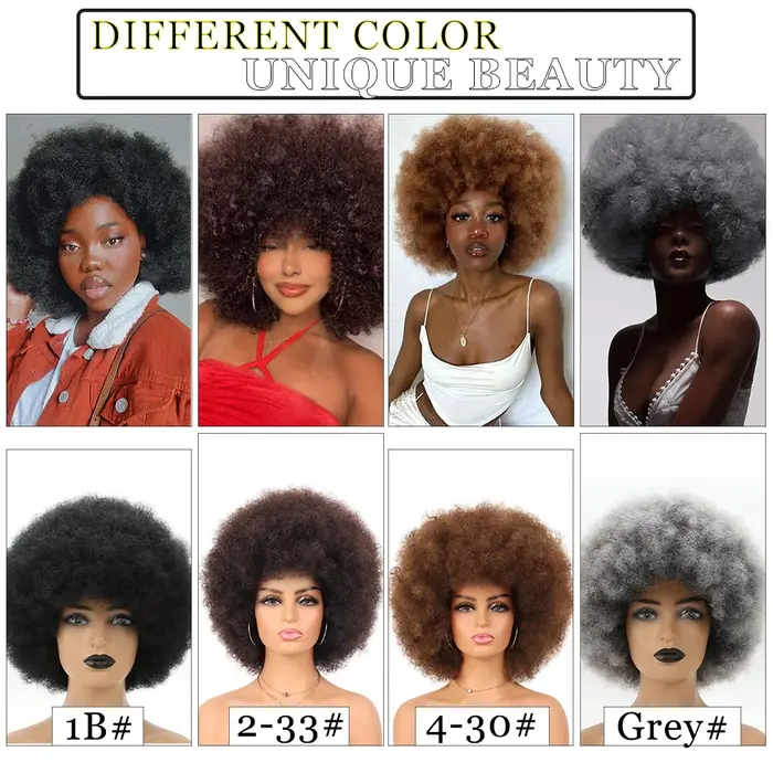 Perruque synthétique Afro bouclée et crépue pour femmes