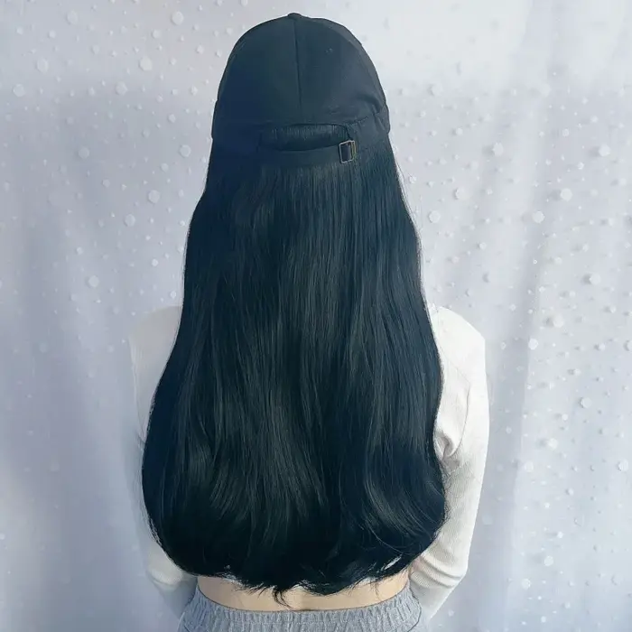 Perruque noire longue et grande vague pour femme