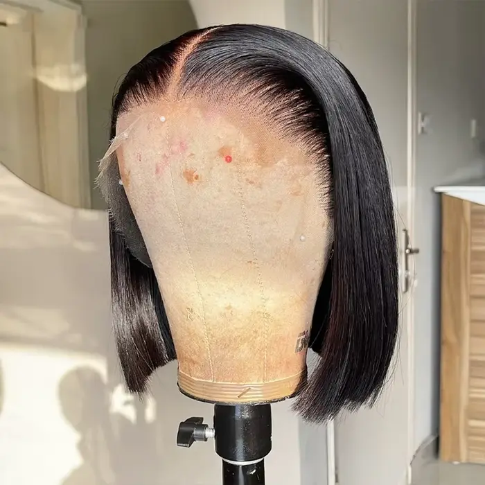 13x4 os court Bob perruque cheveux humains 13x6 dentelle frontale HD droite Bob perruque cheveux hum