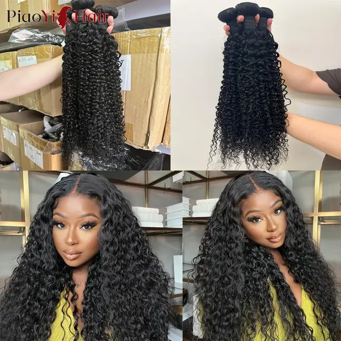 Paquets de cheveux humains bouclés birmans 12A avec fermeture paquets de cheveux humains 100% bruts 