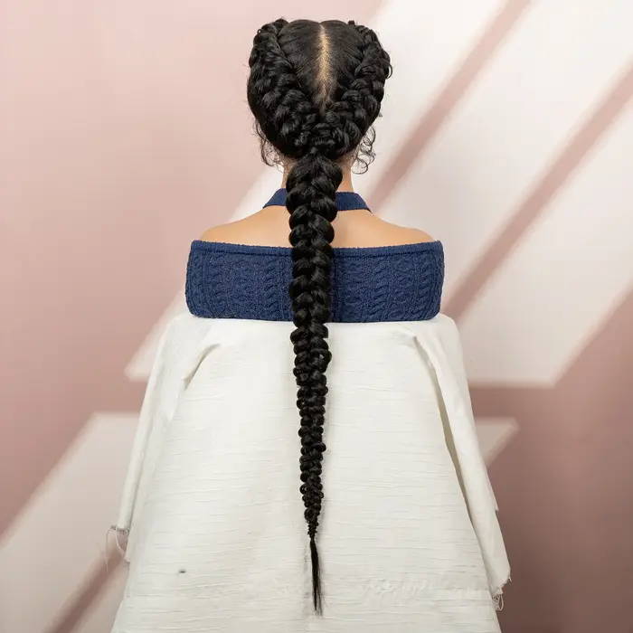 Cornrow tressé perruques pour femmes sans noeud 30 pouces synthétique Conrow tresses perruque avec bébé cheveux queue