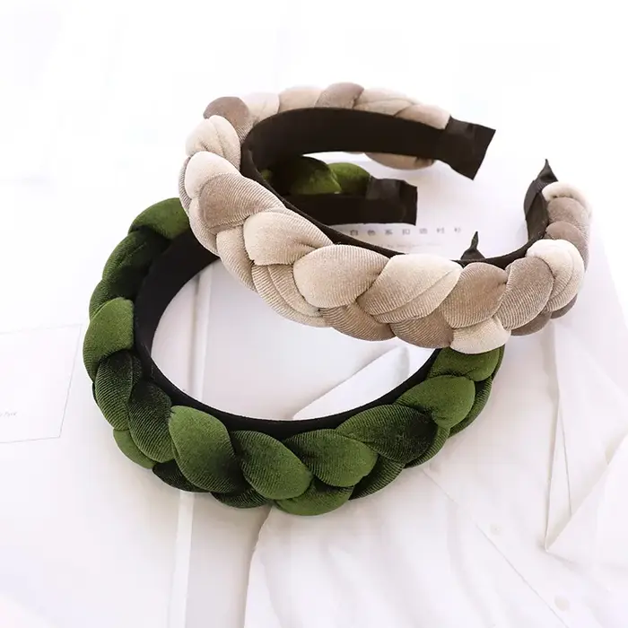 Bandeau tressé en velours pour femmes et filles, accessoires de cheveux