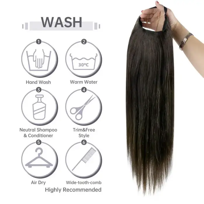 Perruque de cheveux humains Remy lisses