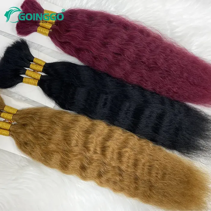 Extension de Cheveux Humains Remy pour Tressage, Accessoire Capillaire Ondulé, Sans Trame, 4 Pièces/