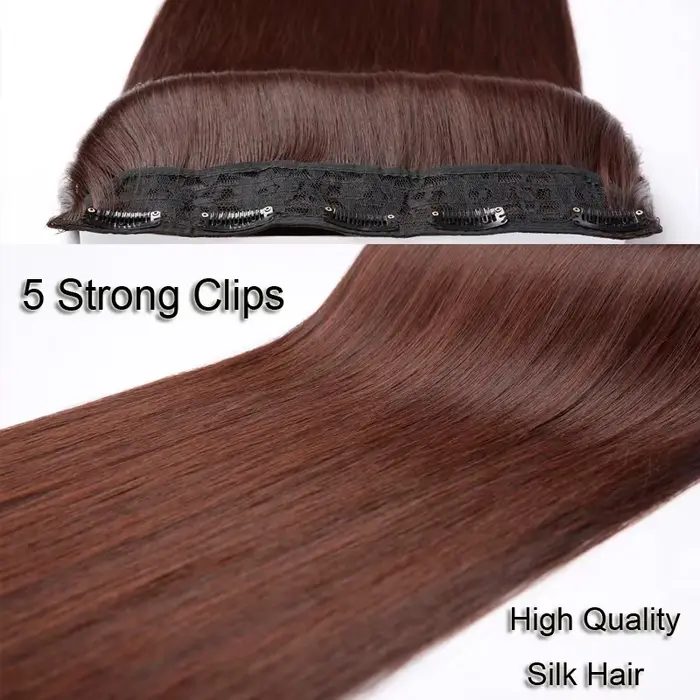 Extension capillaire synthétique épaisse à 5 Clips, postiche longue et lisse, 16 pouces, 20 pouces,