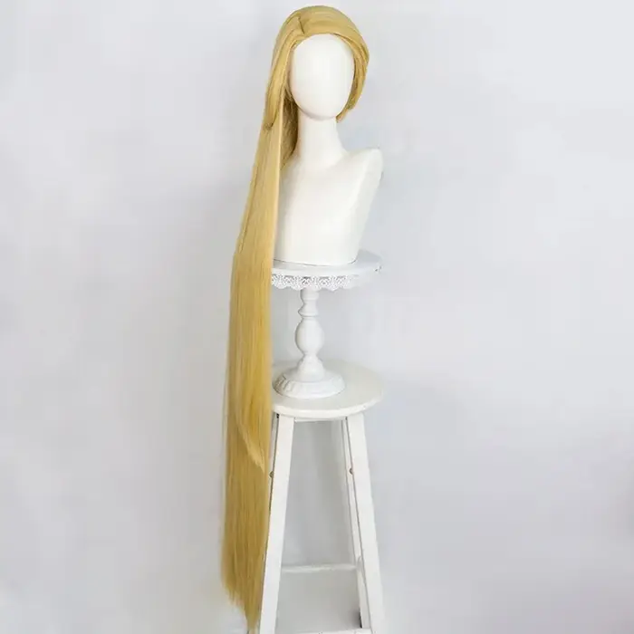 Raiponce Cosplay perruque film emmêlé princesse longue Blonde droite résistant à la chaleur cheveux Halloween Costume jeu de rôle perruques