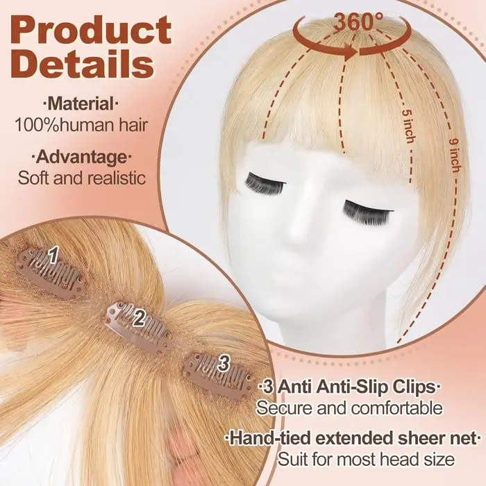 Clip in Bangs 613 Blond 100% cheveux humains