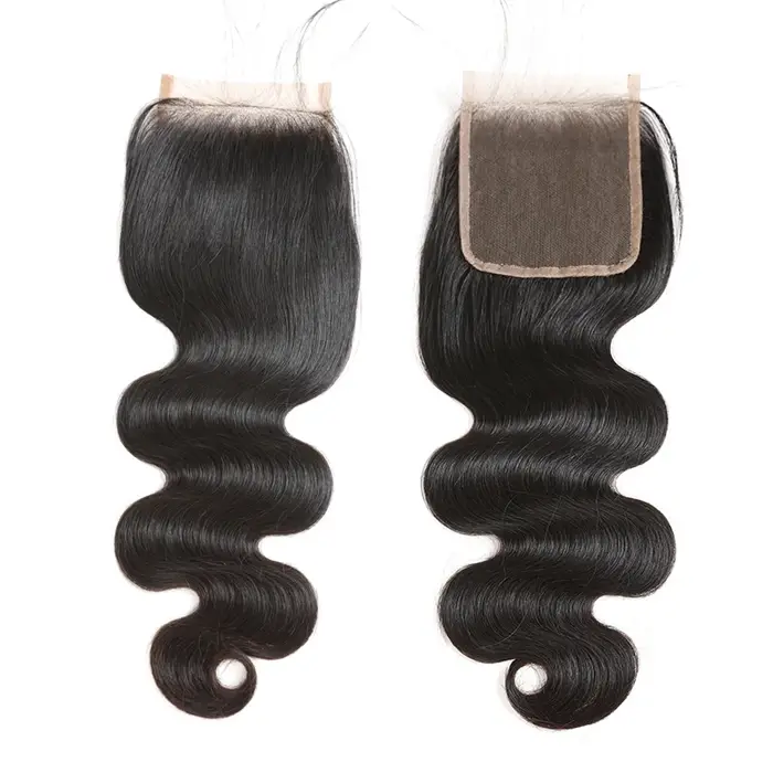 Mèches brésiliennes vierges brutes-Ali Queen Hair, 4x4, lace closure transparente HD, partie libre,