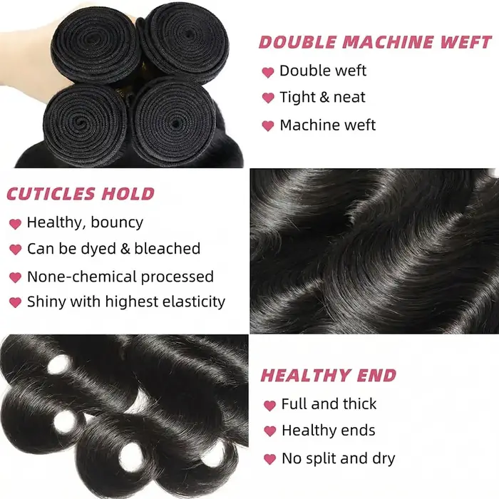 MSMV 15A Extensions de Cheveux Humains Ondulés Naturels Brésiliens en Paquets de 1/2/3/4 Pièces