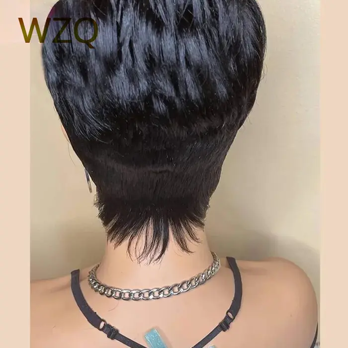 Perruque Bob courte coupe lutin perruques de cheveux humains droites pour les femmes couleur naturelle accessoires